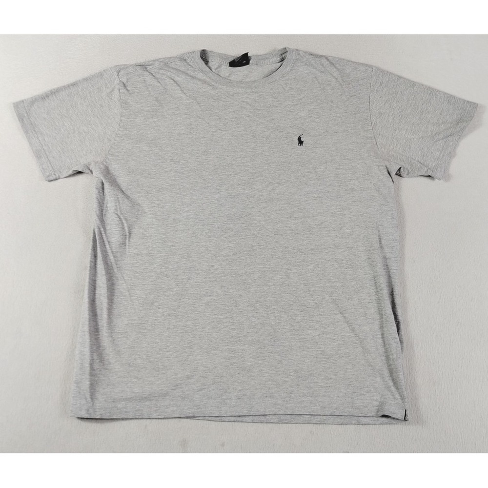Vintage Polo Ralph Lauren Shirt Mens Medium Gray Crew Neck Pony Logo Jersey 90s